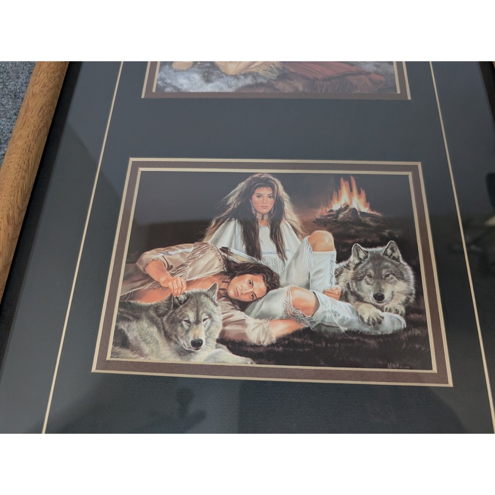 Vth 1993 Maija Native‎ American Art Prints Framed 3 - 6.5x4.5" Photos Wolfs/Pups - Picture 3 of 9